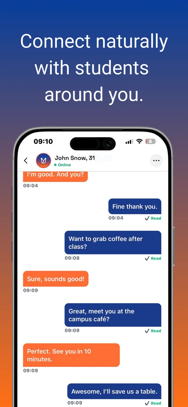 Schermata social dell'app Unera